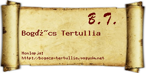 Bogács Tertullia névjegykártya